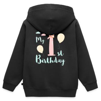 Mein erster Geburtstag - Kinder Premium Organic Zip Hoodie - Schwarz - Hinten - AI Model Kid Male (0cm)