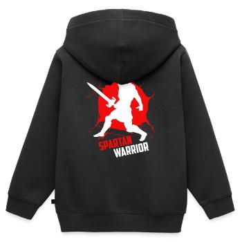 Spartan warrior this is the way - Sweat Premium à capuche zippé enfant bio - noir - Dos - AI Model Kid Male (0cm)