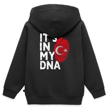 C'est dans mon ADN Tshirt Drapeau de la Turquie pour les Turcs - Sweat Premium à capuche zippé enfant bio - noir - Dos - AI Model Kid Male (0cm)
