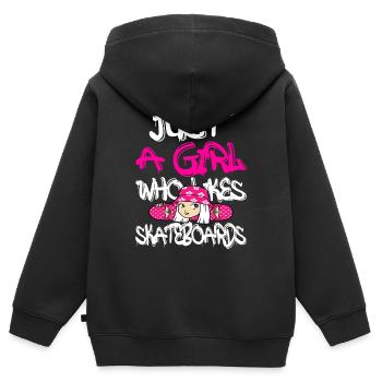 Cadeau de skateboard - Sweat Premium à capuche zippé enfant bio - noir - Dos - AI Model Kid Male (0cm)