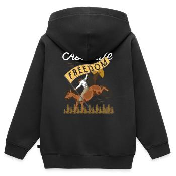 cow-boy - Sweat Premium à capuche zippé enfant bio - noir - Dos - AI Model Kid Male (0cm)