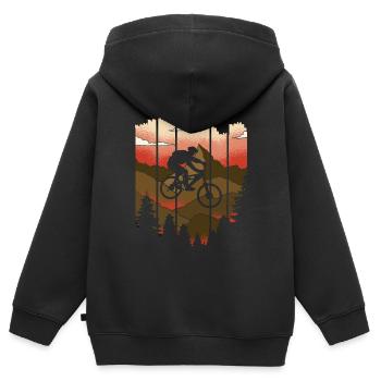 Mountainbike Downhill MTB Gelände Fahrrad - Kinder Premium Organic Zip Hoodie - Schwarz - Hinten - AI Model Kid Male (0cm)