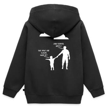 Papa What Are Clouds Made Of, Linux Servers Mostly3 - Sweat Premium à capuche zippé enfant bio - noir - Dos - AI Model Kid Male (0cm)