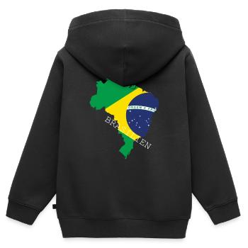 brasilien flagge fahne südamerika - Kinder Premium Organic Zip Hoodie - Schwarz - Hinten - AI Model Kid Male (0cm)