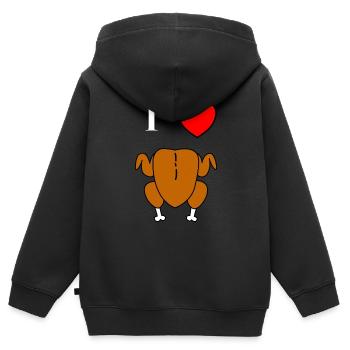 Ich Liebe Brathähnchen mit Herz Cooles lustiges - Kinder Premium Organic Zip Hoodie - Schwarz - Hinten - AI Model Kid Male (0cm)