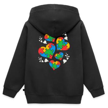 Autismus-Bewusstsein - Kinder Premium Organic Zip Hoodie - Schwarz - Hinten - AI Model Kid Male (0cm)