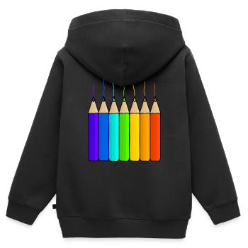 Colorés anse arc-en-ciel enfants scolarisation - Sweat Premium à capuche zippé enfant bio - noir - Dos - AI Model Kid Male (0cm)