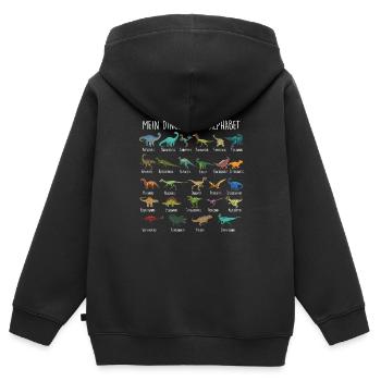 Jungs Dinosaurier Alphabet mit Dino Arten Kinder - Kinder Premium Organic Zip Hoodie - Schwarz - Hinten - AI Model Kid Male (0cm)