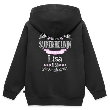 lisa - Kinder Premium Organic Zip Hoodie - Schwarz - Hinten - AI Model Kid Male (0cm)