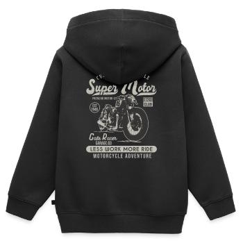 super motor racer motor motor motorcycle custom moto vintage - Kinder Premium Organic Zip Hoodie - Schwarz - Hinten - AI Model Kid Male (0cm)