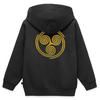 Celtic Culture Triple Spiral Triskele Symbol 5 - Kinder Premium Organic Zip Hoodie - Schwarz - Hinten - AI Model Kid Male (0cm)