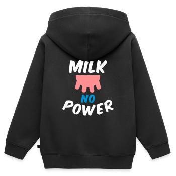 Pas de lait pas d’électricité (pis) - Sweat Premium à capuche zippé enfant bio - noir - Dos - AI Model Kid Male (0cm)