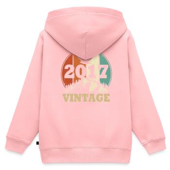 Jahrgang 2017 - Kinder Premium Organic Zip Hoodie - Rosa - Hinten - AI Model Kid Female (0cm)