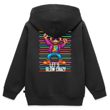 80s Party Monkey - Kids Premium Organic Zip-up Hoodie - black - Back - AI Model Kid Male (0cm)