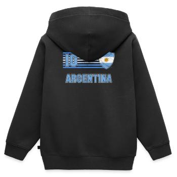 Argentine - Sweat Premium à capuche zippé enfant bio - noir - Dos - AI Model Kid Male (0cm)