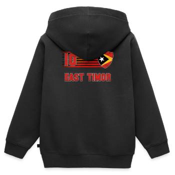 Timor oriental - Sweat Premium à capuche zippé enfant bio - noir - Dos - AI Model Kid Male (0cm)