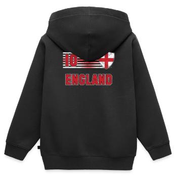 England - Kinder Premium Organic Zip Hoodie - Schwarz - Hinten - AI Model Kid Male (0cm)