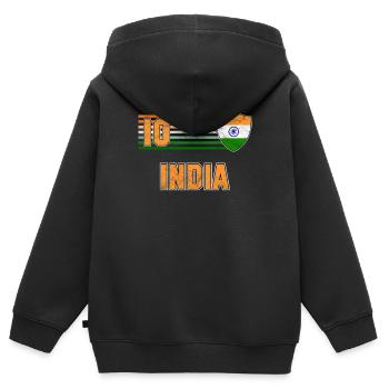 Inde - Sweat Premium à capuche zippé enfant bio - noir - Dos - AI Model Kid Male (0cm)