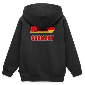 Deutschland - Kinder Premium Organic Zip Hoodie - Schwarz - Hinten - AI Model Kid Male (0cm)