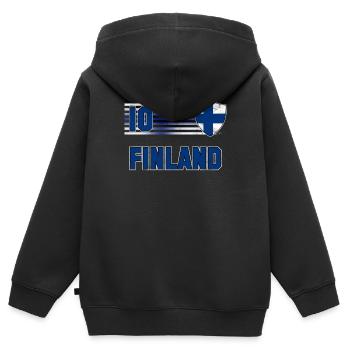 Finnland - Kinder Premium Organic Zip Hoodie - Schwarz - Hinten - AI Model Kid Male (0cm)