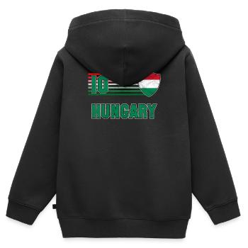 Ungarn - Kinder Premium Organic Zip Hoodie - Schwarz - Hinten - AI Model Kid Male (0cm)