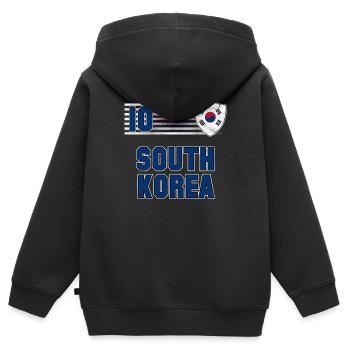 Corée du Sud - Sweat Premium à capuche zippé enfant bio - noir - Dos - AI Model Kid Male (0cm)