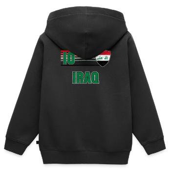 Irak - Sweat Premium à capuche zippé enfant bio - noir - Dos - AI Model Kid Male (0cm)