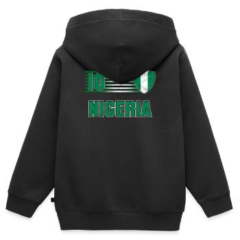 Nigeria - Kinder Premium Organic Zip Hoodie - Schwarz - Hinten - AI Model Kid Male (0cm)