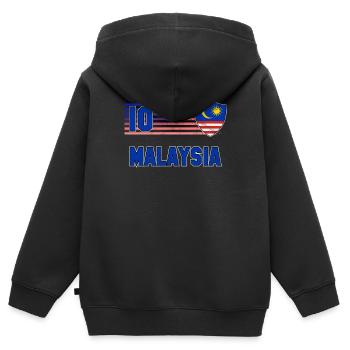 Malaysia - Kinder Premium Organic Zip Hoodie - Schwarz - Hinten - AI Model Kid Male (0cm)