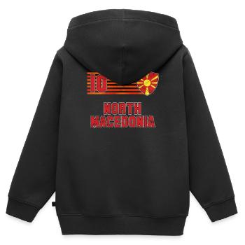 Macédoine du Nord - Sweat Premium à capuche zippé enfant bio - noir - Dos - AI Model Kid Male (0cm)