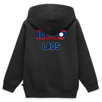 Laos - Sweat Premium à capuche zippé enfant bio - noir - Dos - AI Model Kid Male (0cm)