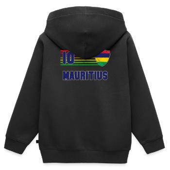 Mauritius - Kinder Premium Organic Zip Hoodie - Schwarz - Hinten - AI Model Kid Male (0cm)
