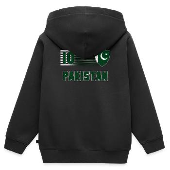 Pakistan - Kinder Premium Organic Zip Hoodie - Schwarz - Hinten - AI Model Kid Male (0cm)