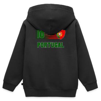 Portugal - Kinder Premium Organic Zip Hoodie - Schwarz - Hinten - AI Model Kid Male (0cm)