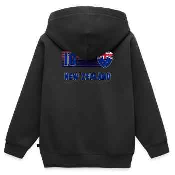 Neuseeland - Kinder Premium Organic Zip Hoodie - Schwarz - Hinten - AI Model Kid Male (0cm)