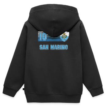 San Marino - Kinder Premium Organic Zip Hoodie - Schwarz - Hinten - AI Model Kid Male (0cm)