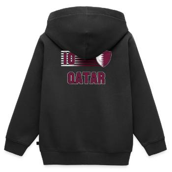Qatar - Sweat Premium à capuche zippé enfant bio - noir - Dos - AI Model Kid Male (0cm)