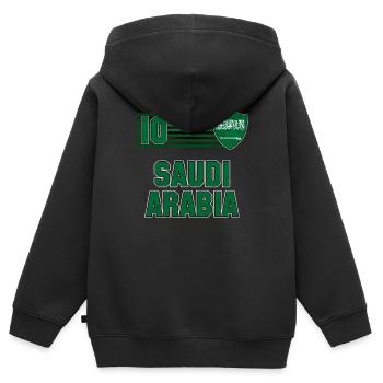 Saudi Arabia - Kids Premium Organic Zip-up Hoodie - black - Back - AI Model Kid Male (0cm)