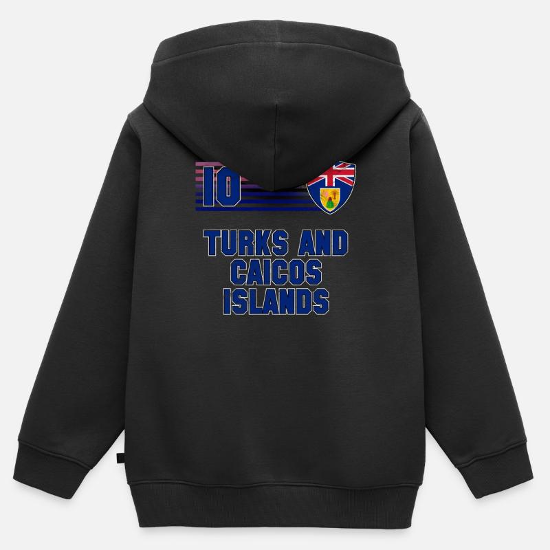 Turks et Caicos (Îles) - Sweat Premium à capuche zippé enfant bio - noir
