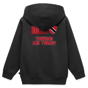 Trinité et Tobago - Sweat Premium à capuche zippé enfant bio - noir - Dos - AI Model Kid Male (0cm)