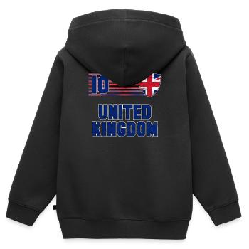 United Kingdom - Kids Premium Organic Zip-up Hoodie - black - Back - AI Model Kid Male (0cm)