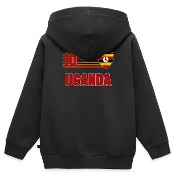 Uganda - Kids Premium Organic Zip-up Hoodie - black - Back - AI Model Kid Male (0cm)