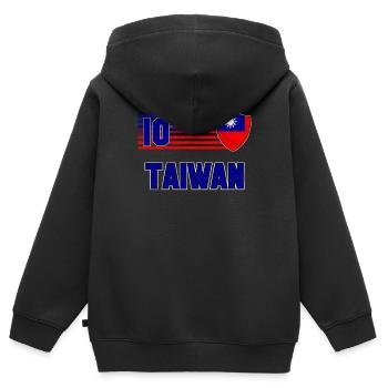 Taïwan - Sweat Premium à capuche zippé enfant bio - noir - Dos - AI Model Kid Male (0cm)