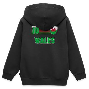 Wales - Kinder Premium Organic Zip Hoodie - Schwarz - Hinten - AI Model Kid Male (0cm)