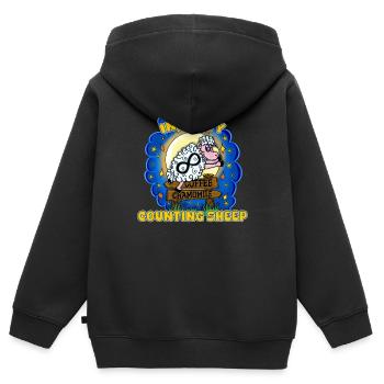 Funny Infinity Counting Sheep Sleepless Nights - Kids Premium Organic Zip-up Hoodie - black - Back - AI Model Kid Male (0cm)