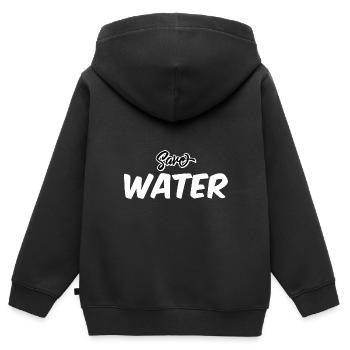 Économiser de l’eau - Sweat Premium à capuche zippé enfant bio - noir - Dos - AI Model Kid Male (0cm)