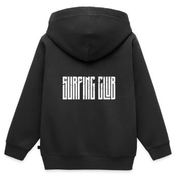 Surfing Club - Kinder Premium Organic Zip Hoodie - Schwarz - Hinten - AI Model Kid Male (0cm)