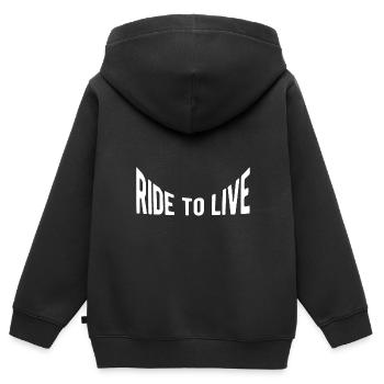 Ride to live - Kinder Premium Organic Zip Hoodie - Schwarz - Hinten - AI Model Kid Male (0cm)