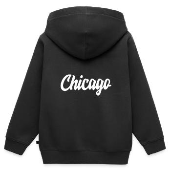 Chicago - Sweat Premium à capuche zippé enfant bio - noir - Dos - AI Model Kid Male (0cm)