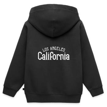 Los Angeles - Kinder Premium Organic Zip Hoodie - Schwarz - Hinten - AI Model Kid Male (0cm)